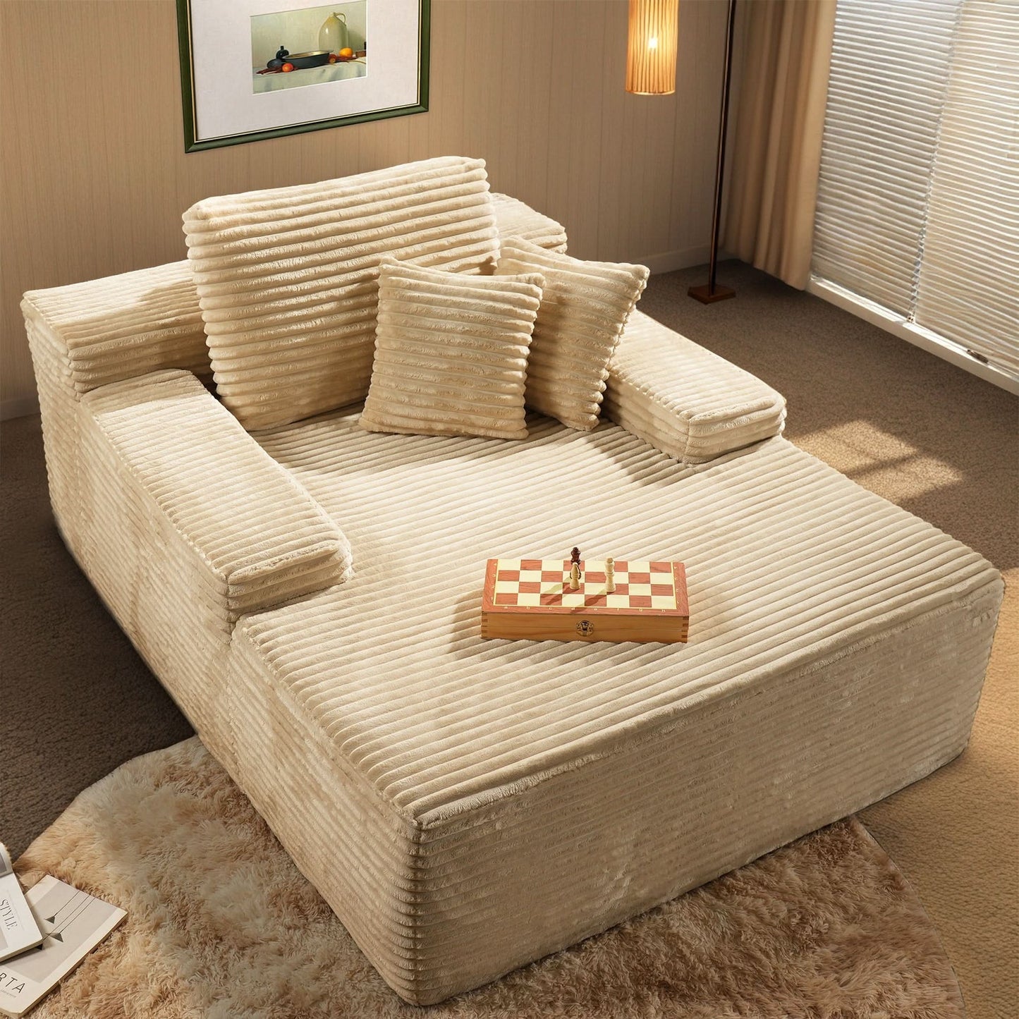 Plush Velvet Chaise Lounge Sofa Bed