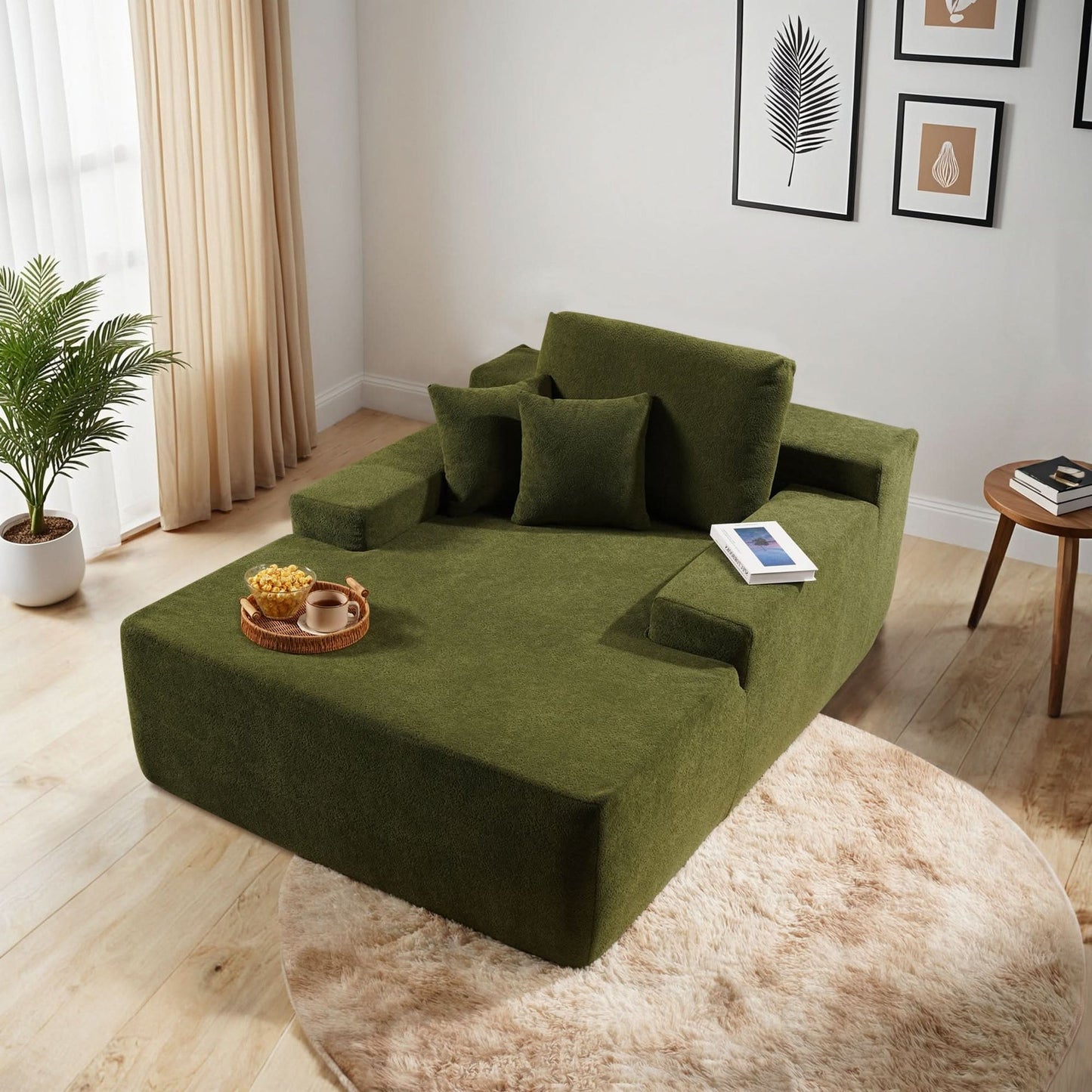 Plush Velvet Chaise Lounge Sofa Bed