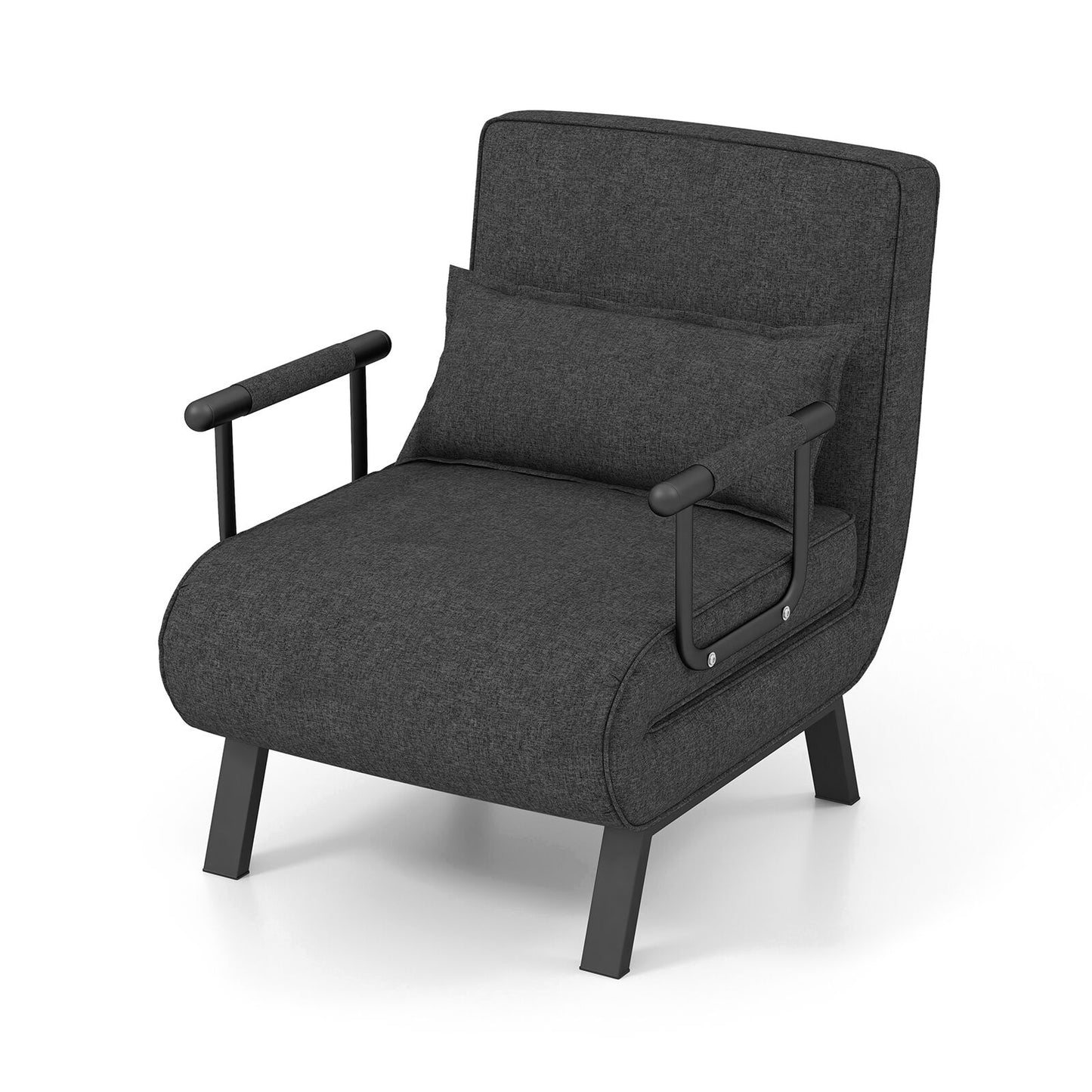 Convertible Folding Sleeper Lounge Chair with 6 Positions and Plush Pillow