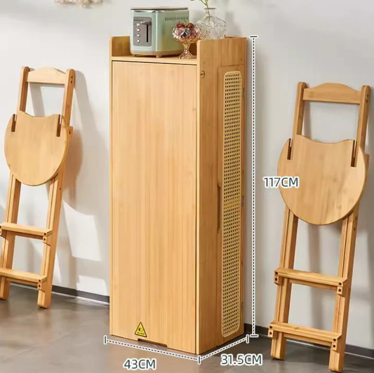 Compact Folding Bamboo Bar Table with Removable Storage Shelves