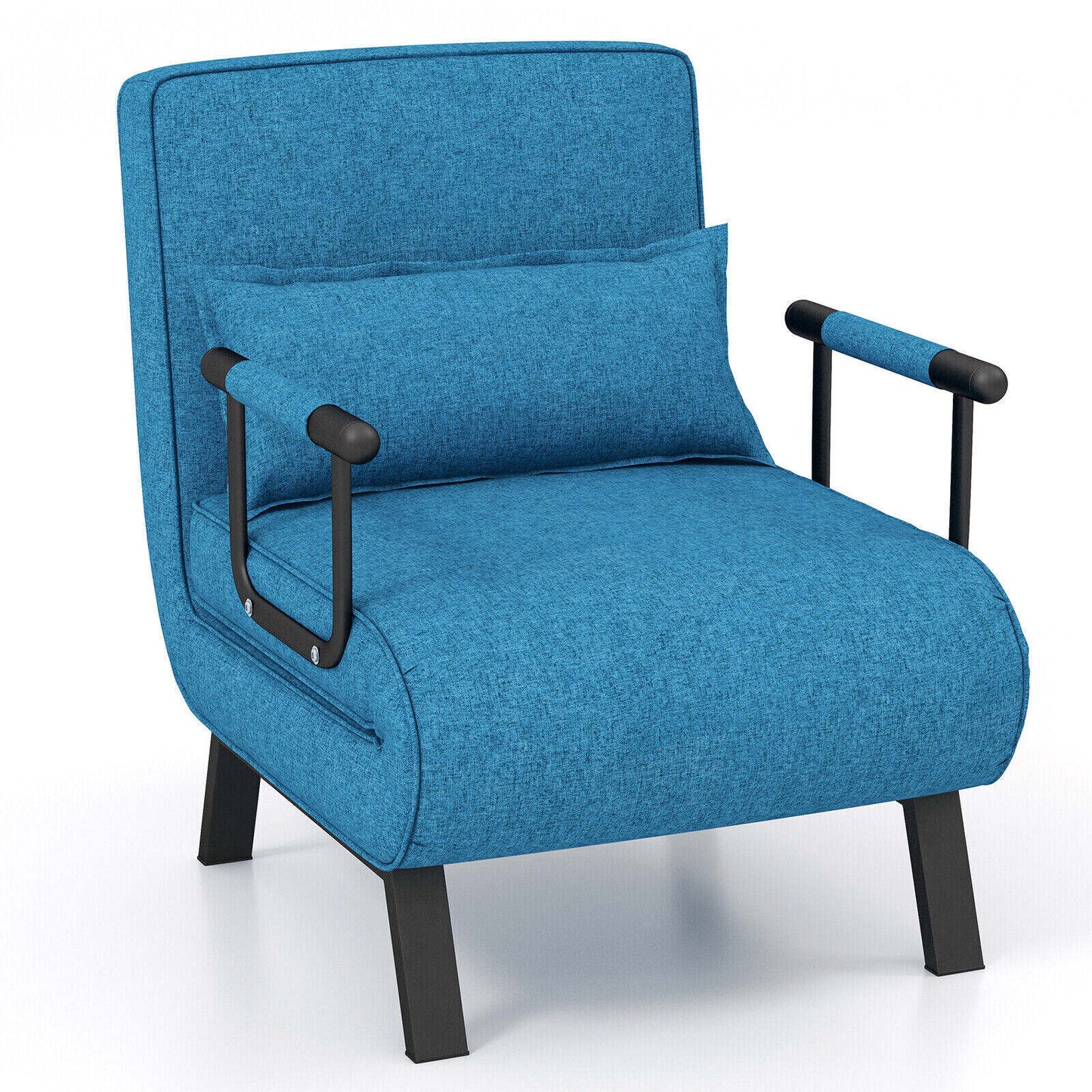 Convertible Folding Sleeper Lounge Chair with 6 Positions and Plush Pillow