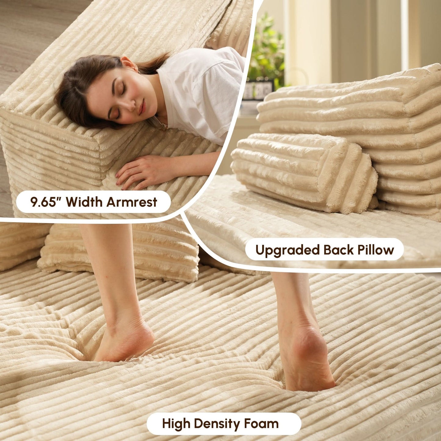 Plush Velvet Chaise Lounge Sofa Bed