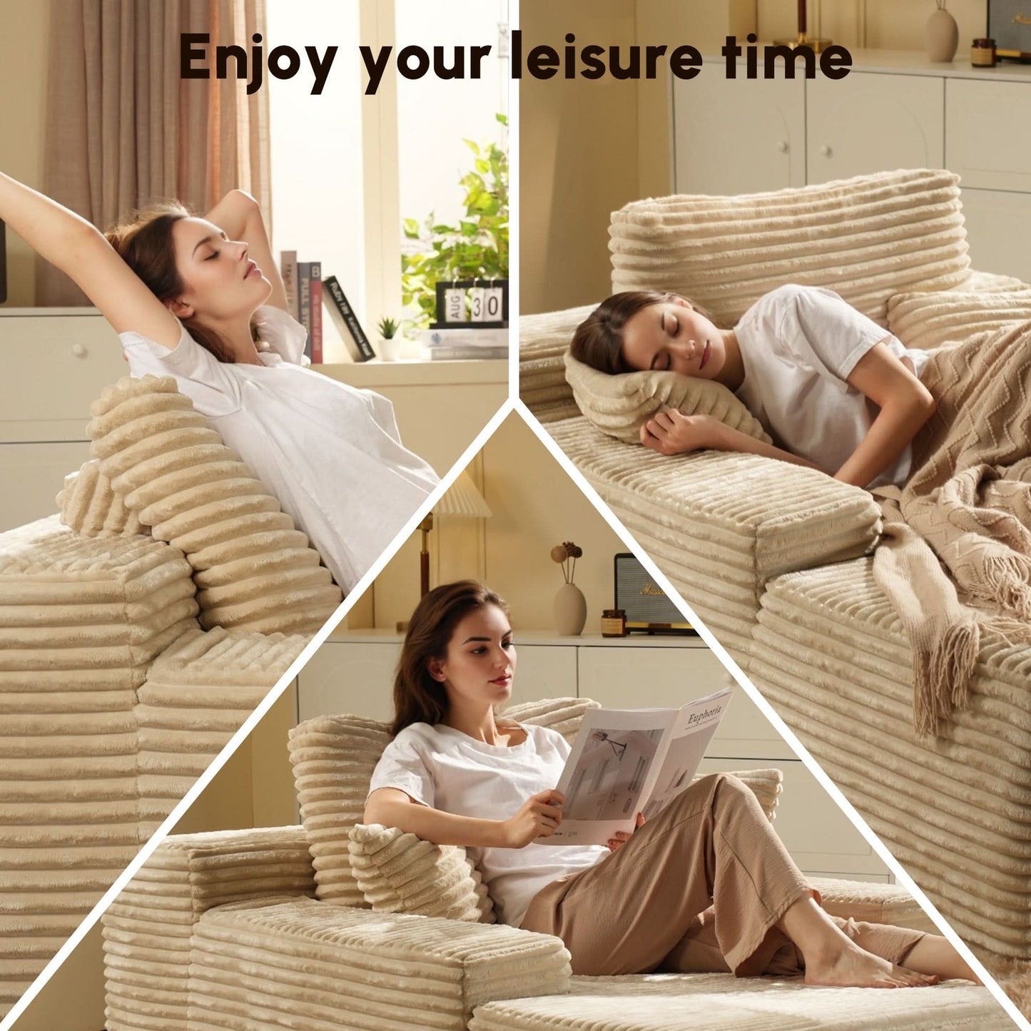 Plush Velvet Chaise Lounge Sofa Bed