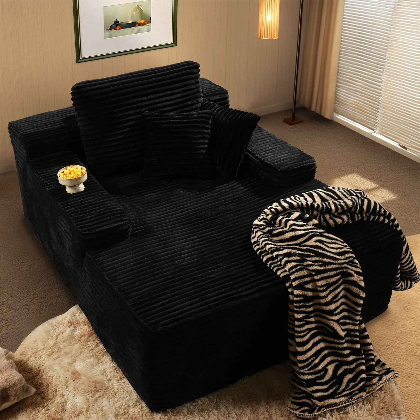 Plush Velvet Chaise Lounge Sofa Bed