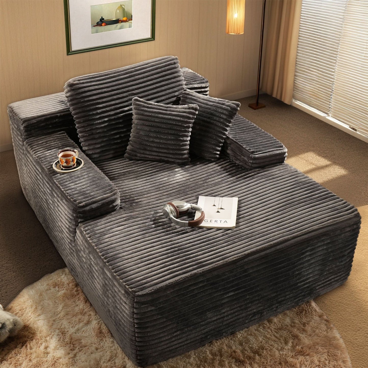 Plush Velvet Chaise Lounge Sofa Bed