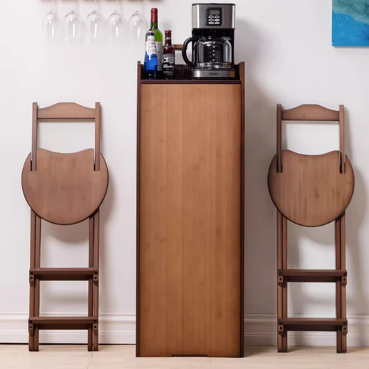 Compact Folding Bamboo Bar Table with Removable Storage Shelves